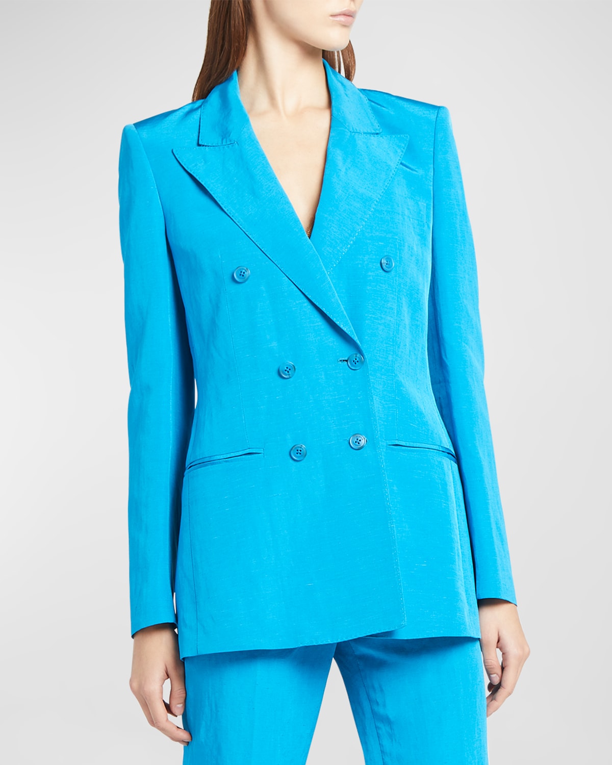 Alberta Ferretti Double-breasted Blazer Jacket In Blue