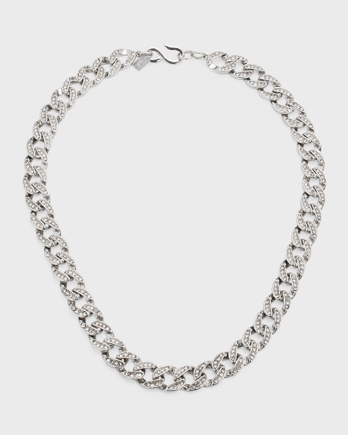 Kenneth Jay Lane 14k White Gold Plated Crystal Curb Link Necklace