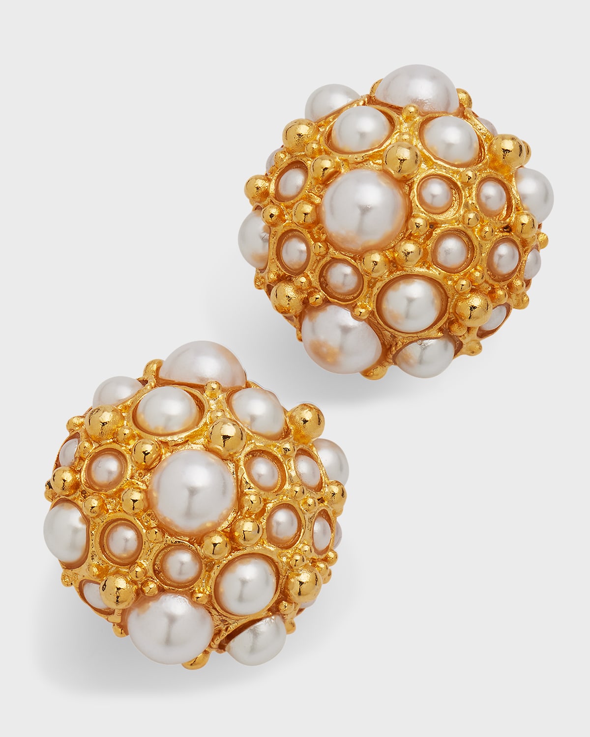 Kenneth Jay Lane Pearlescent Cluster Clip-on Stud Earrings In Gold