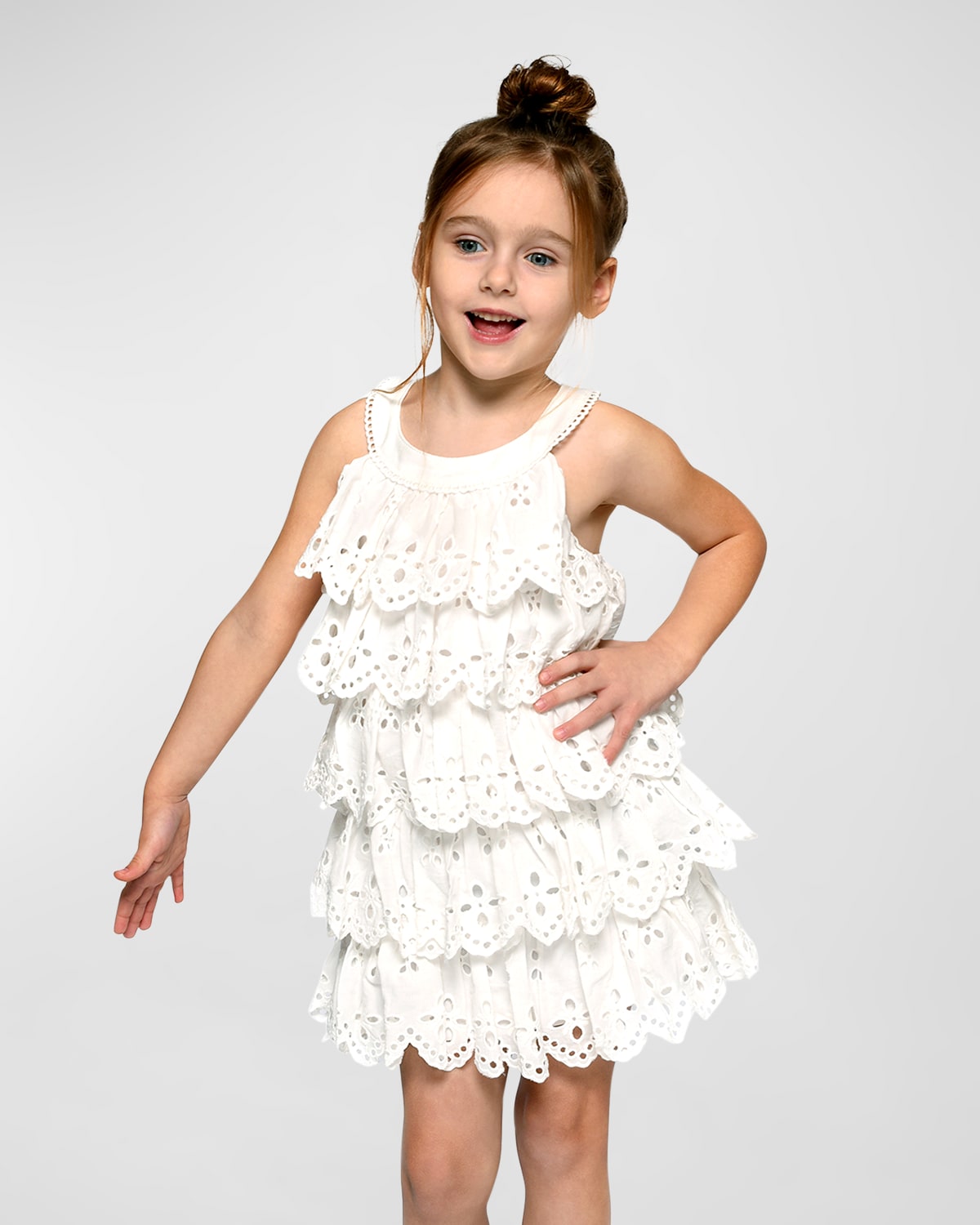 Hannah Banana Kids Eyelet Tier Dress In White ModeSens