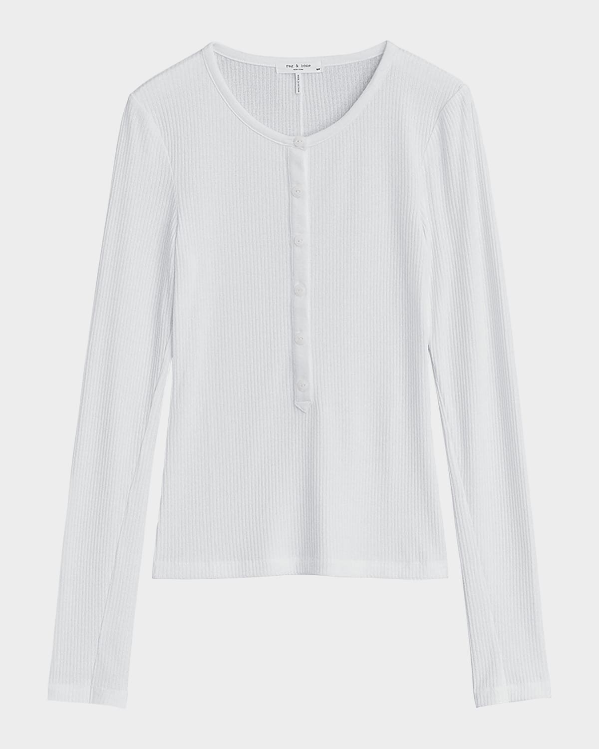 Rag & Bone The Knit Ribbed Henley In White