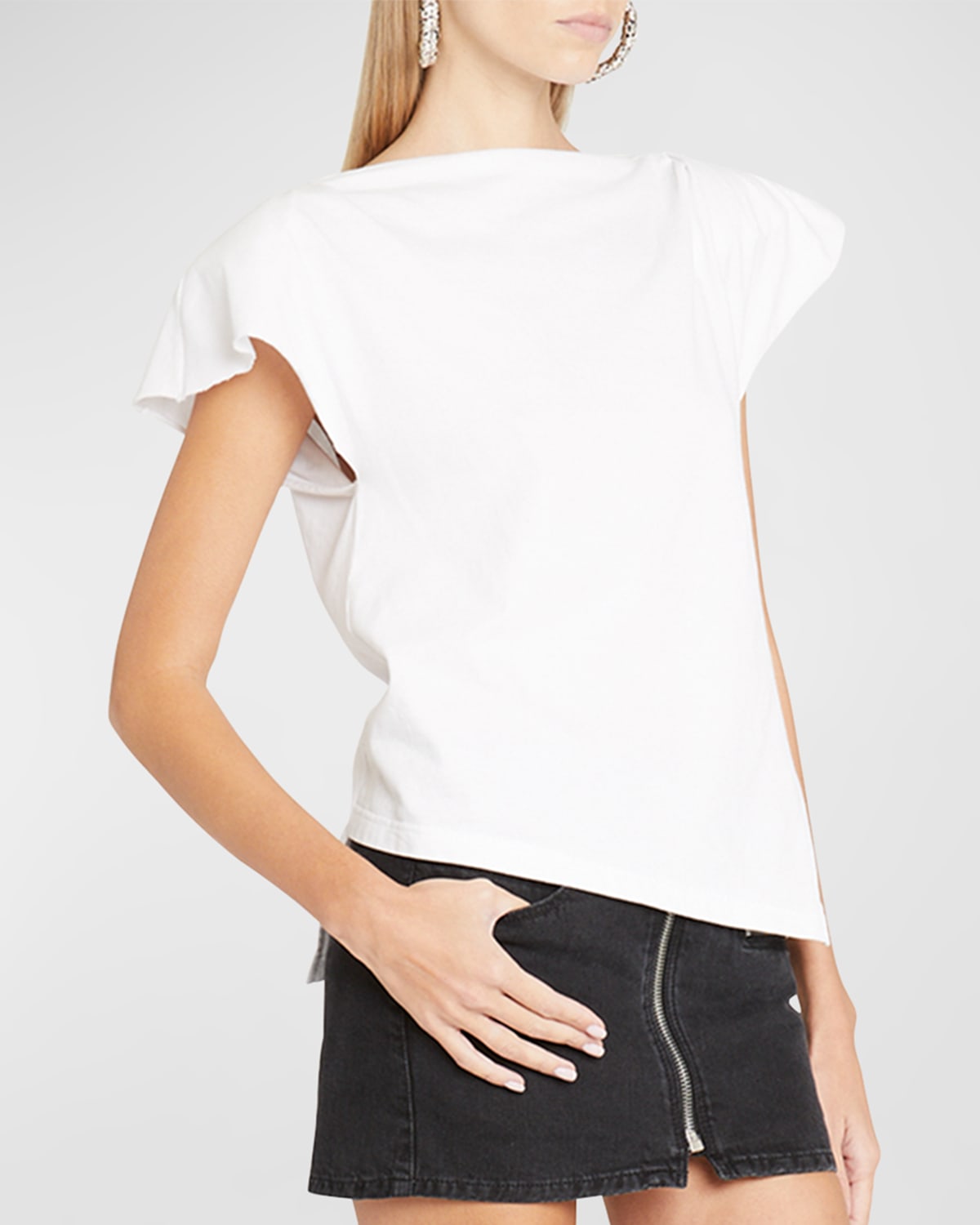 Isabel Marant Sebani Gathered Short Sleeve Top In White