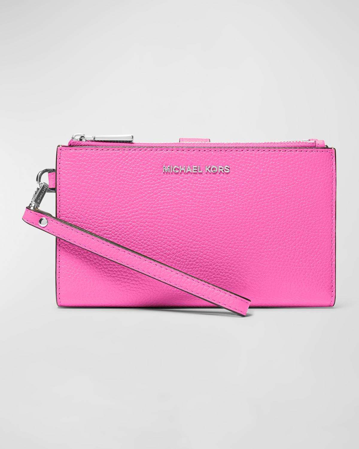 Michael Michael Kors Jet Set Double-zip Leather Wristlet In