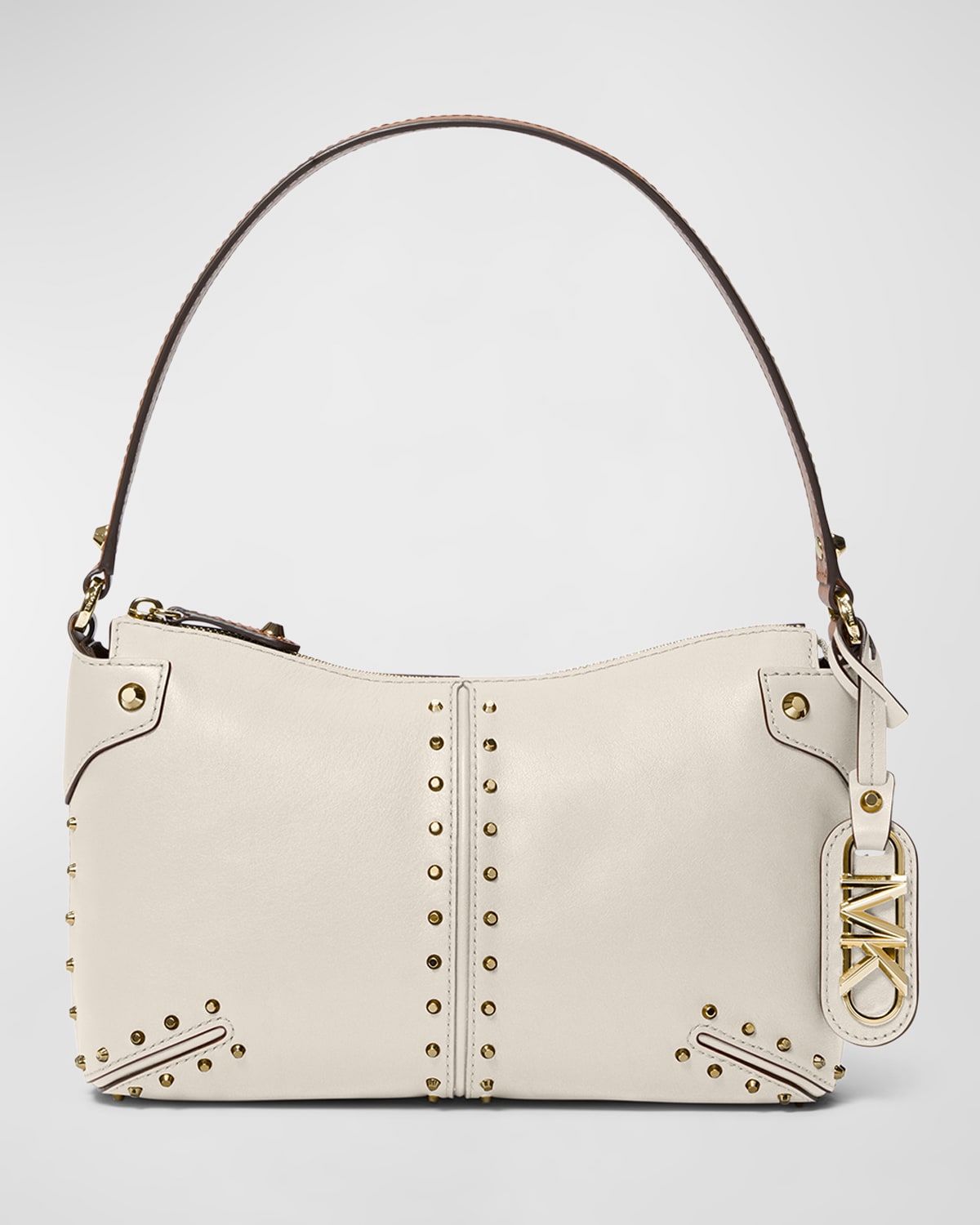 Michael Michael Kors Astpr Large Studded Pouchette Shoulder Bag In Cream