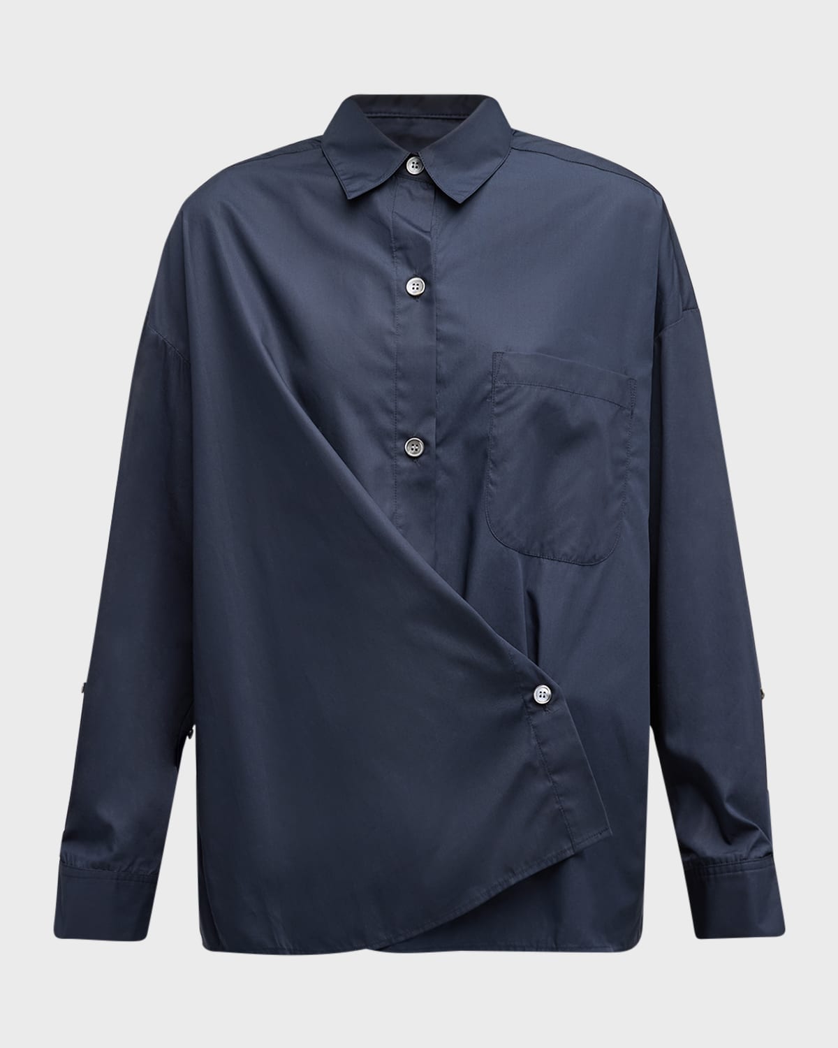 Twp Earl Cotton Button-front Shirt In Midnight