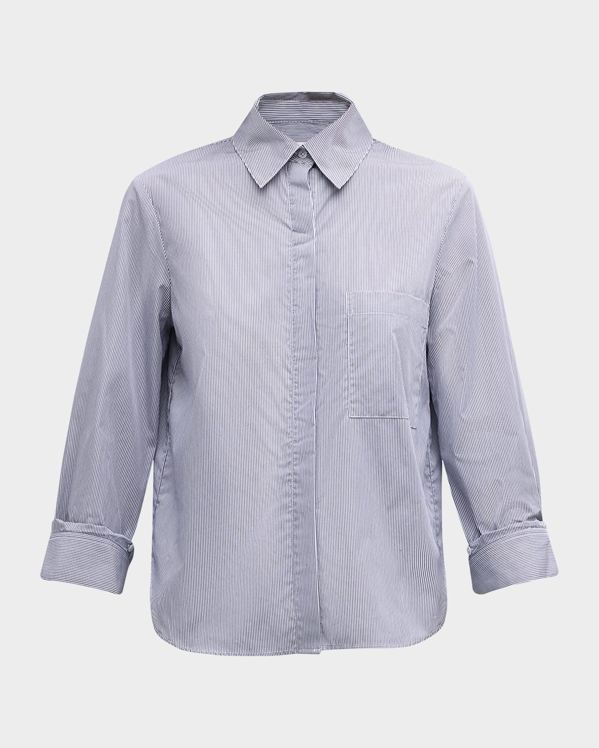 Striped Cotton Button-Front Boyfriend Shirt