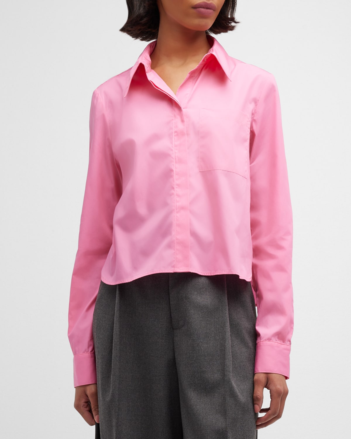 Twp The Boy Cropped Button-front Shirt In Begonia Pink