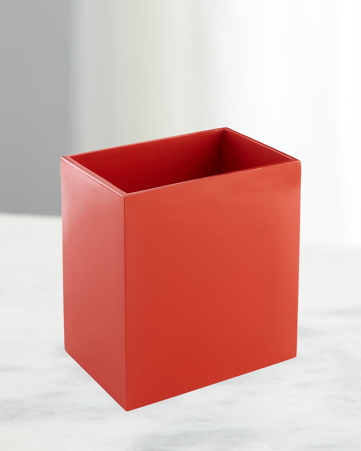 Orange Lacquer Wastebasket