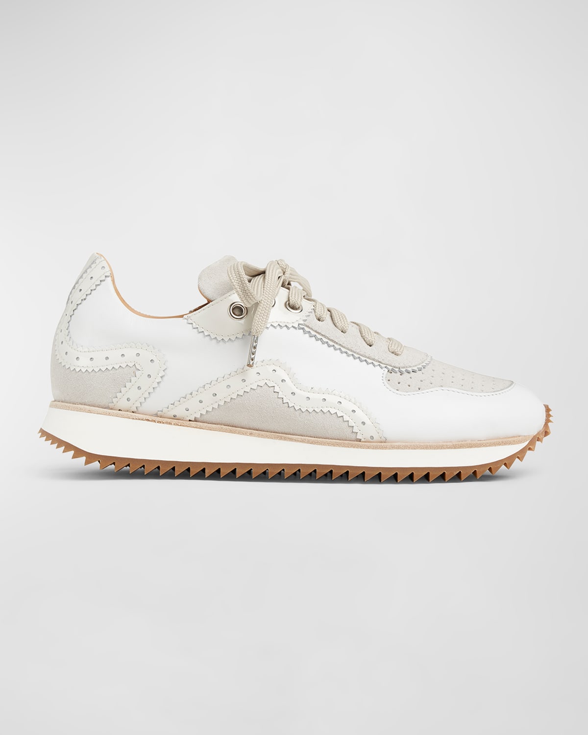 The Office Of Angela Scott The Remi Perforated Suede Low-top Sneakers In Cream