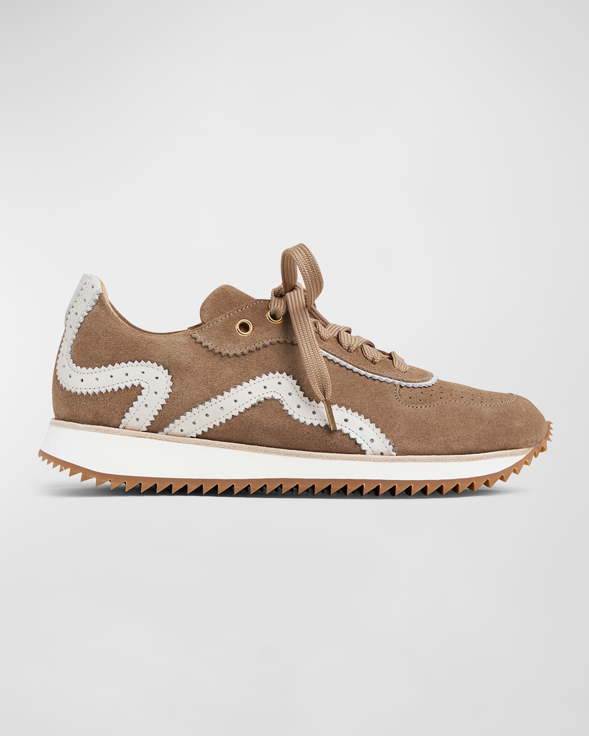 Shop The Office Of Angela Scott The Remi Perforated Suede Low-top Sneakers In Tan