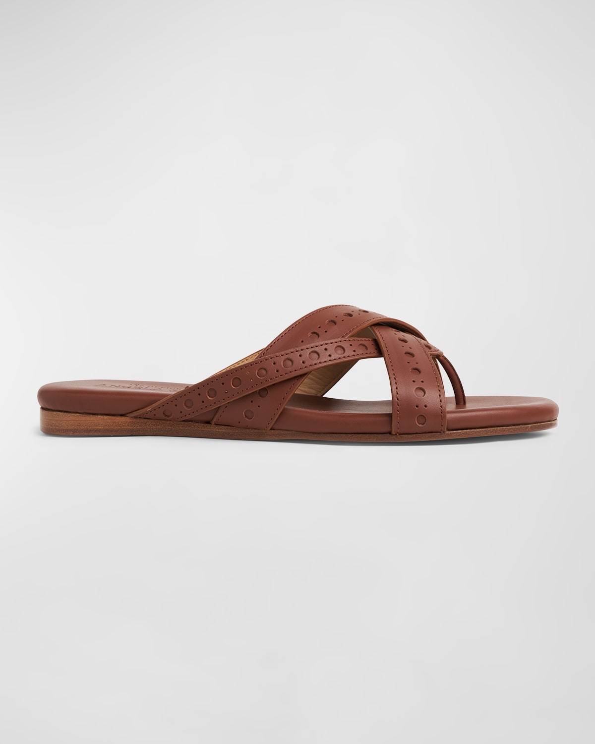 The Office Of Angela Scott Ms. Alice Calfskin Flat Thong Sandals In Cognac