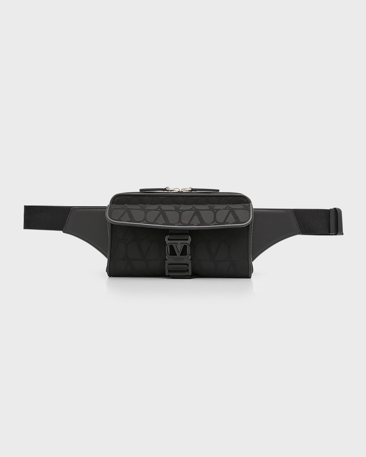 Shop Valentino Men's Toile Iconographe Belt Bag In Nero