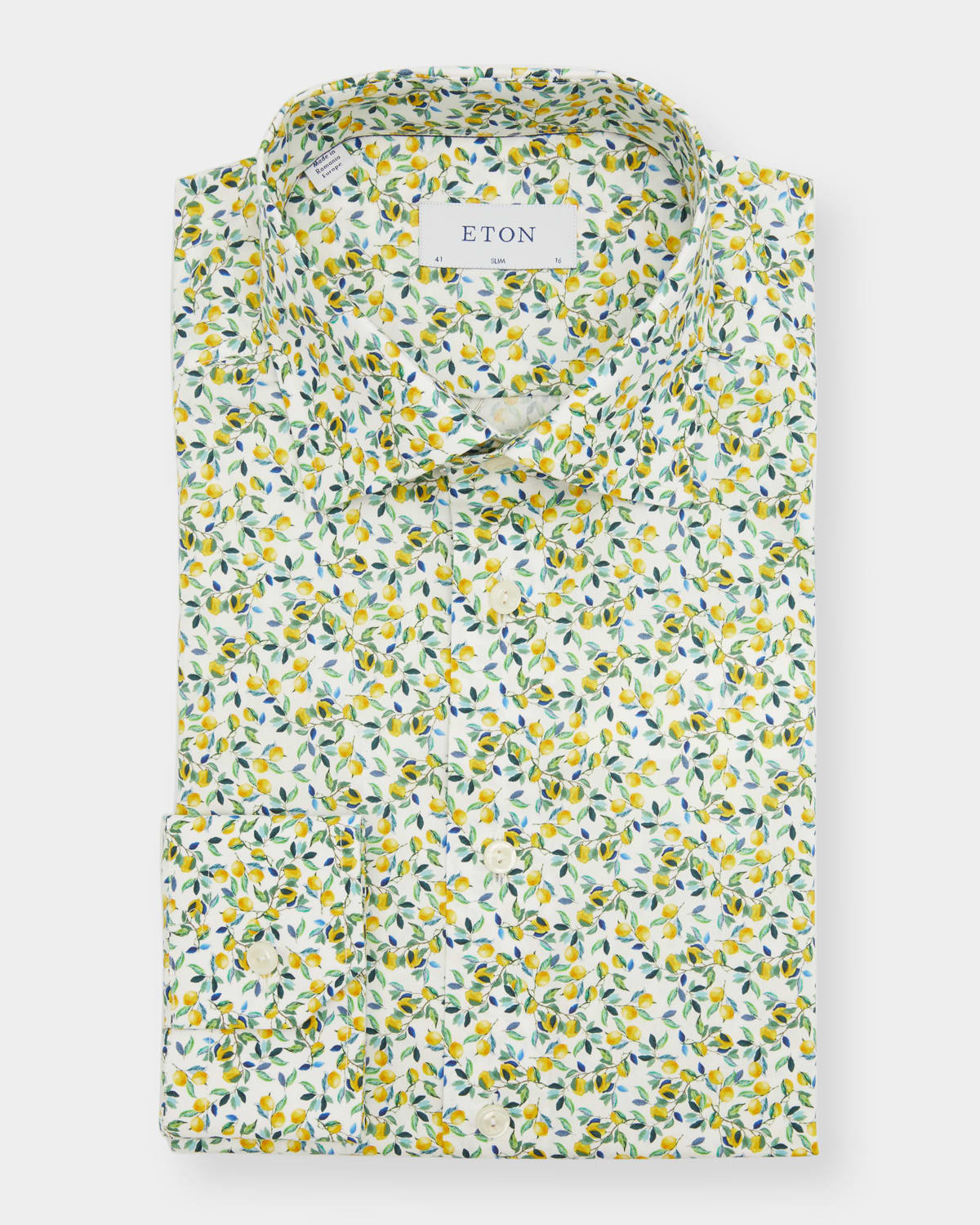 Eton Men's Slim Fit Twill Lemon Print Shirt