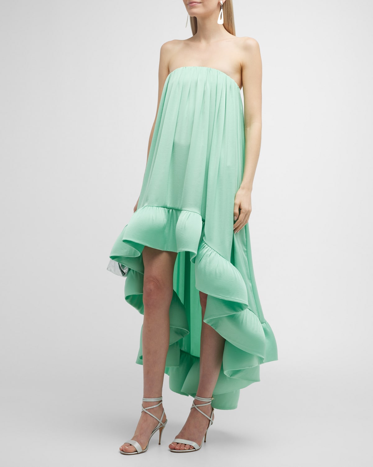 ALEXIS ALFI STRAPLESS HIGH-LOW RUFFLE-HEM DRESS