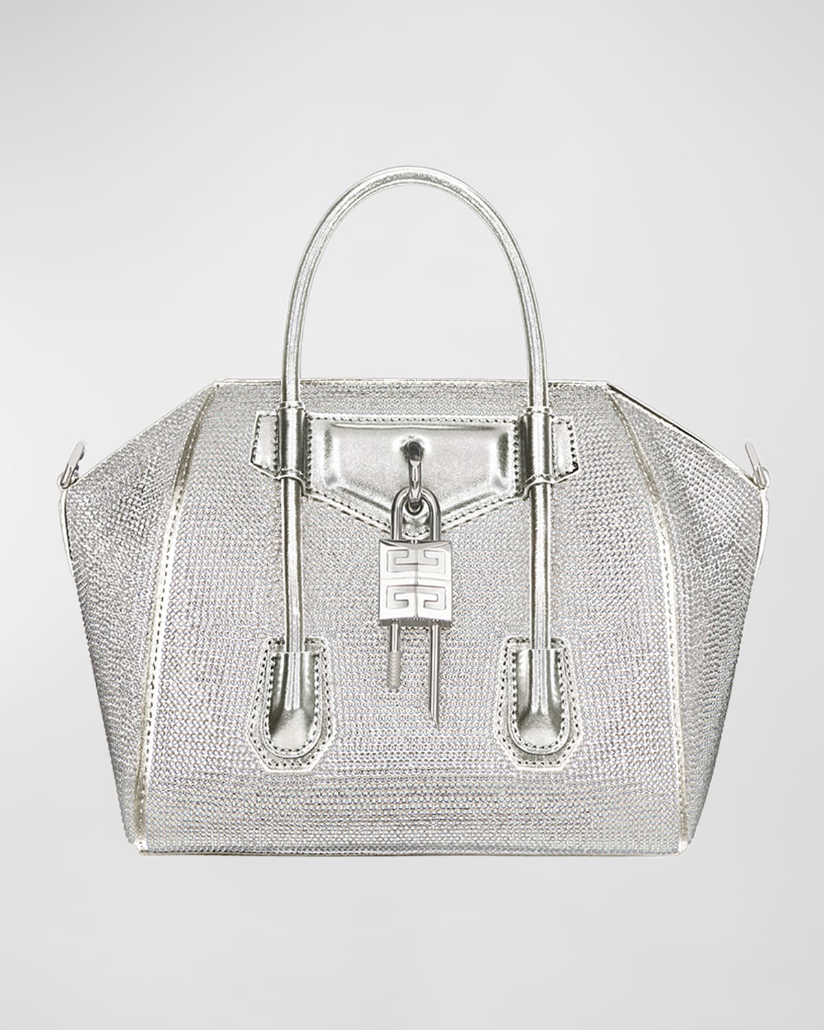 Givenchy Antigona Mini Strass Satchel Bag In Silvery Grey