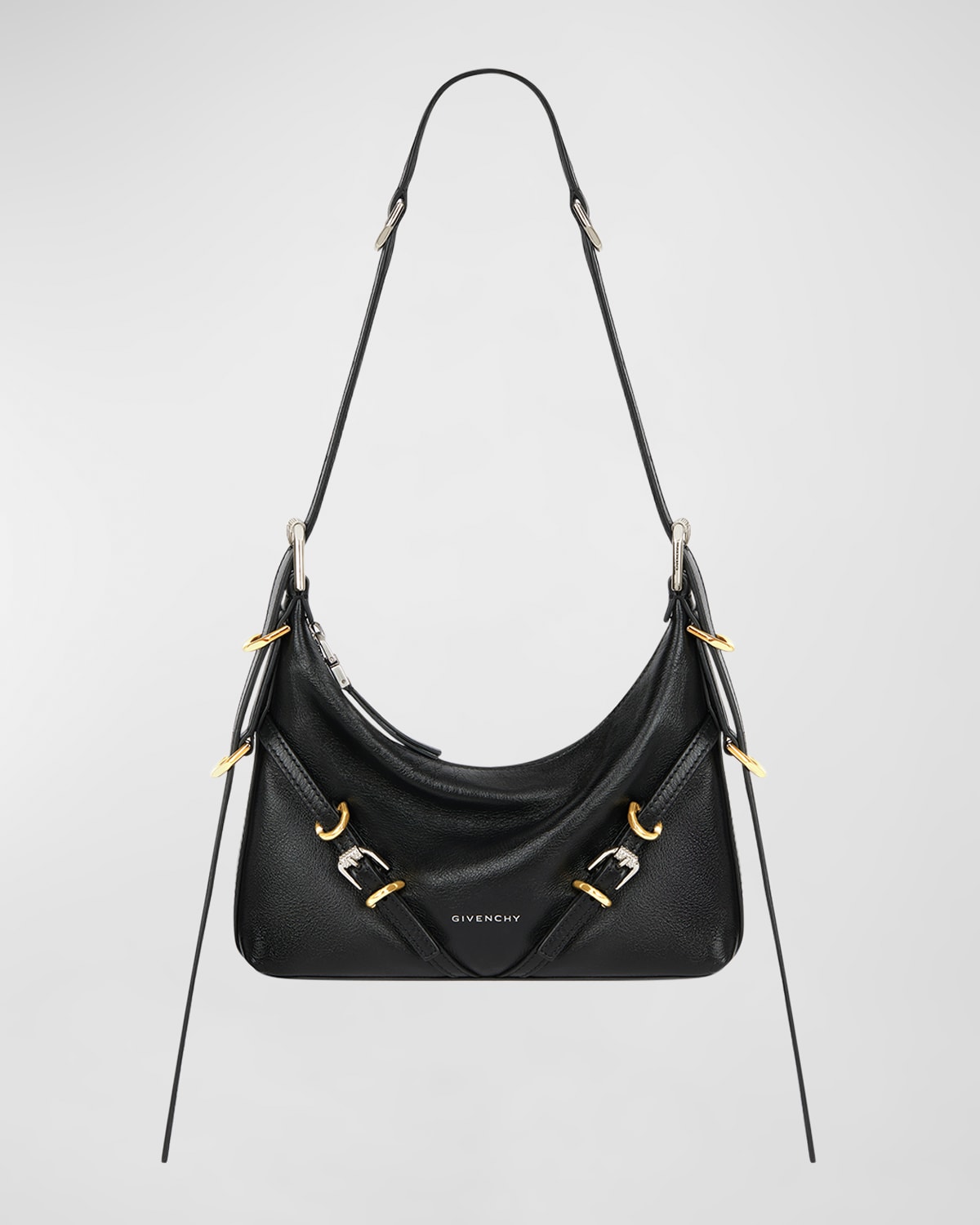 Givenchy Voyou Mini Tumbled Leather Shoulder Bag In Black