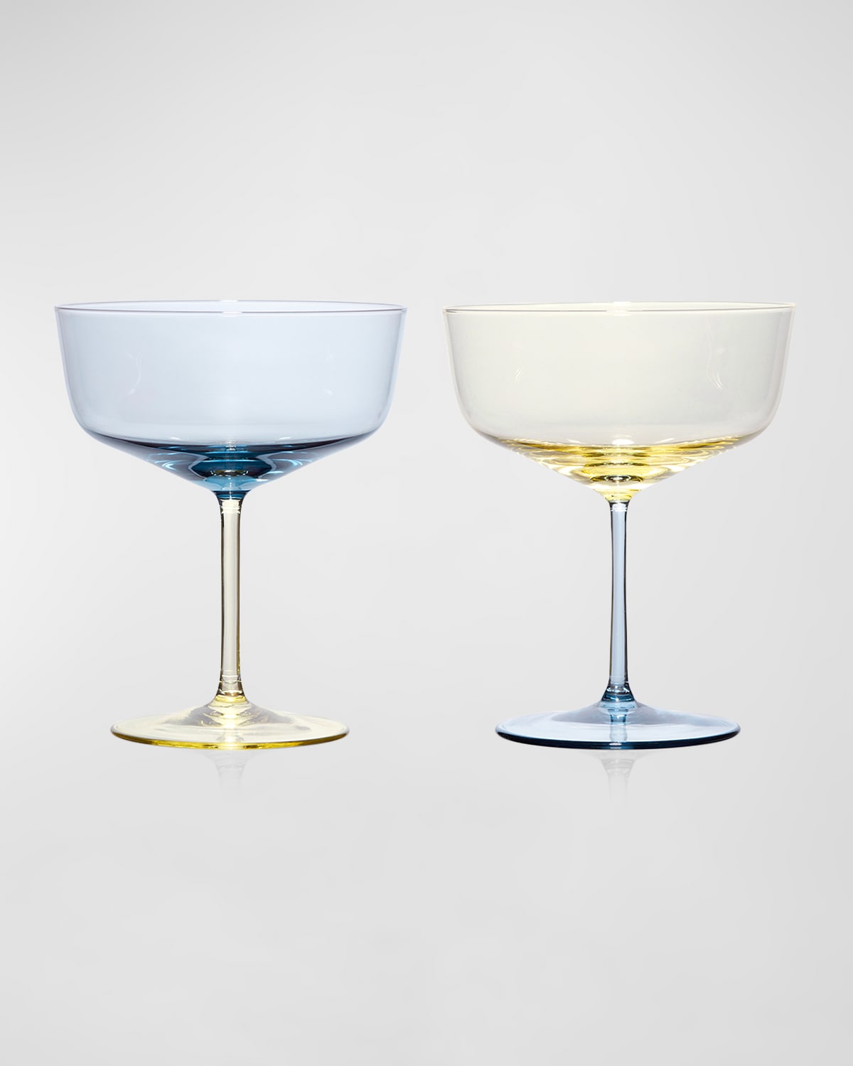 Caskata Celia Rose & Mocha Coupe Cocktail Glasses, Set Of 2 In Blue