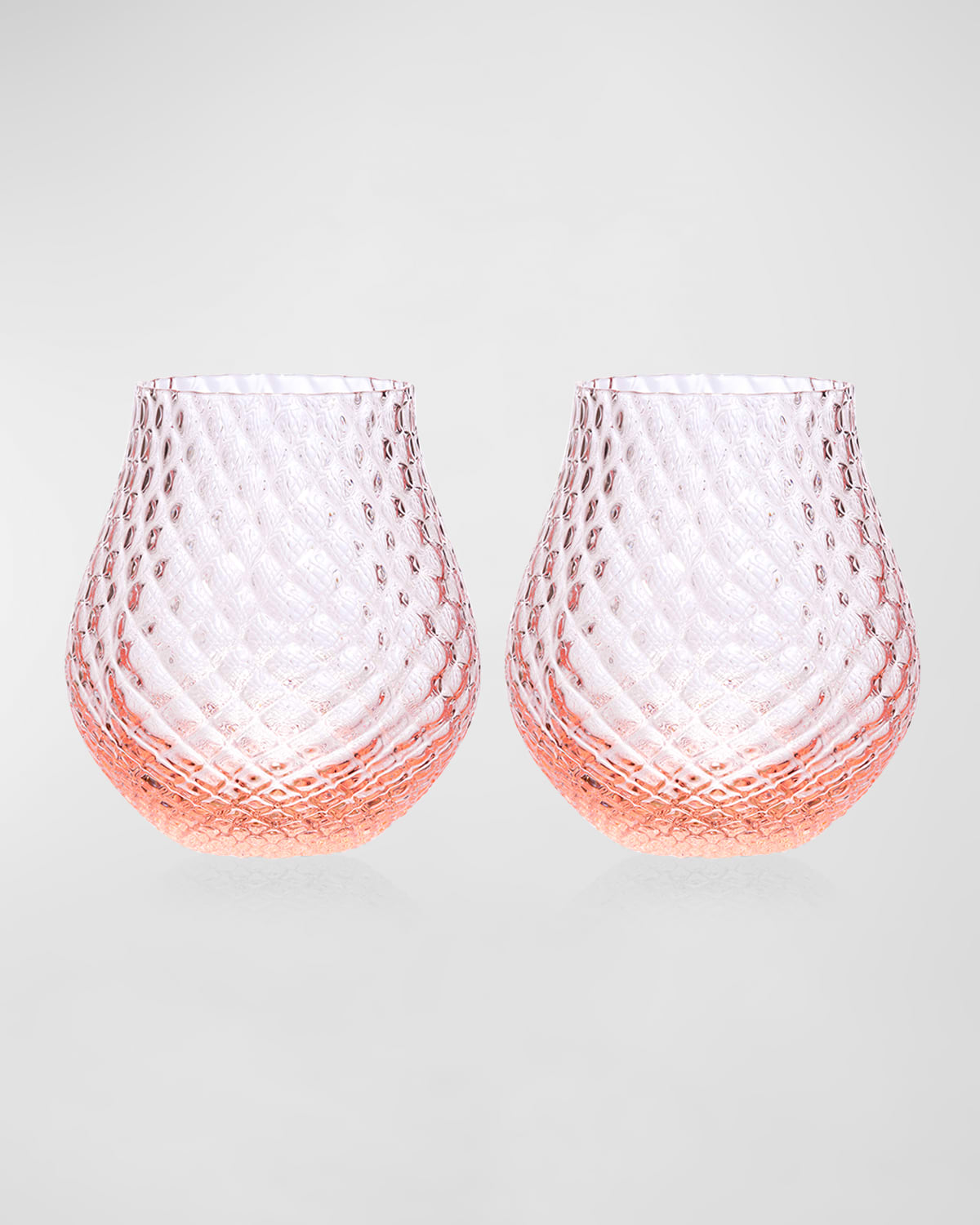 Caskata Phoebe Stemless Wine Glasses, Set Of 2 In Rose