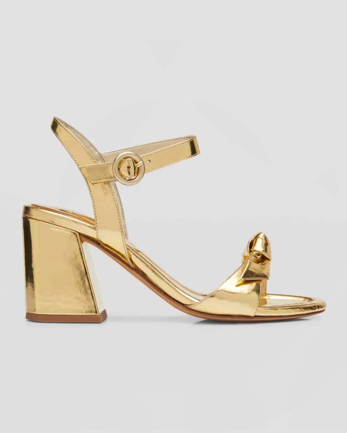 Alexandre Birman Clarita Flare Block Heel Sandals In Golden