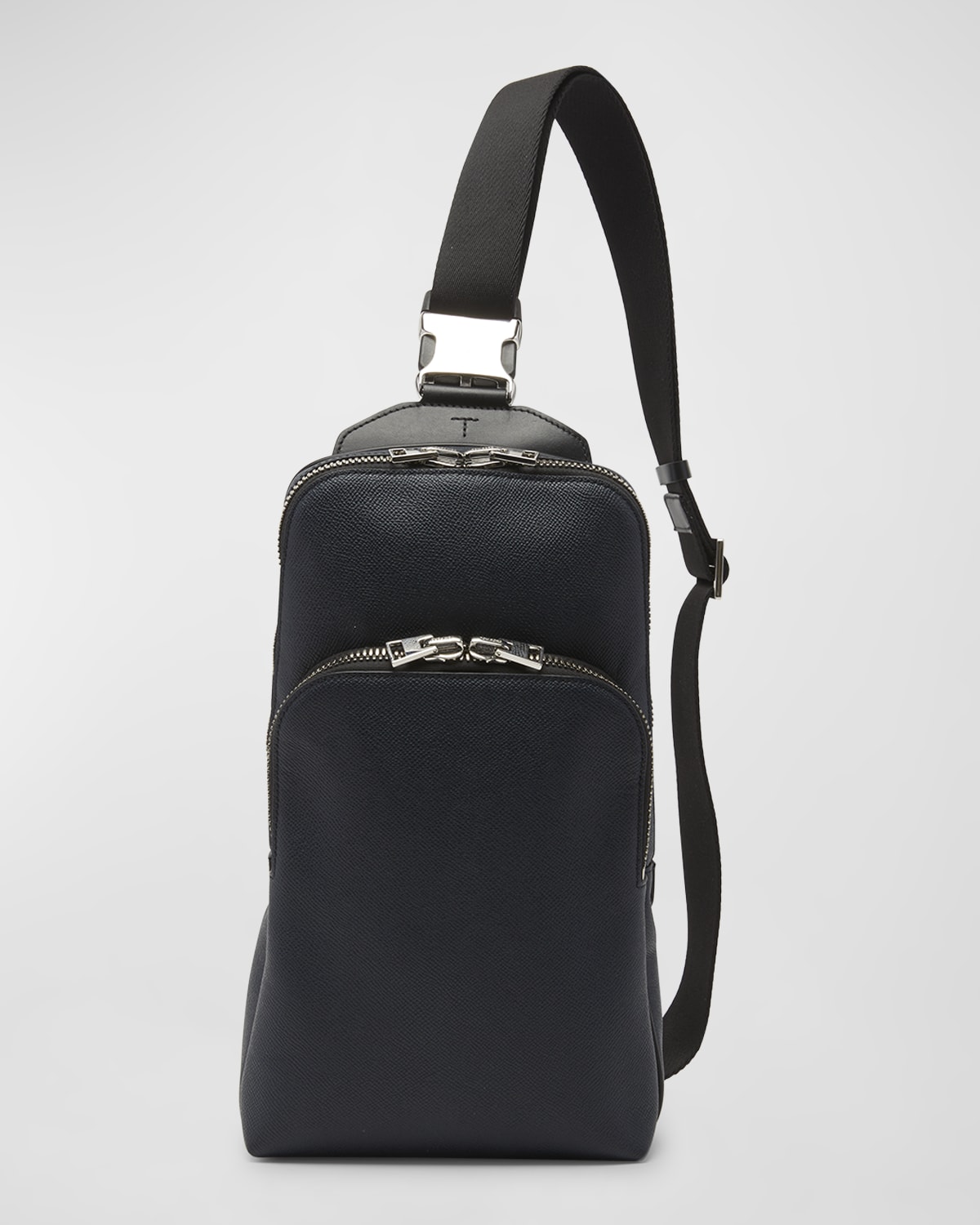 Shop Tom Ford Men's Buckley Leather Sling Backpack In Midnight Blue/black