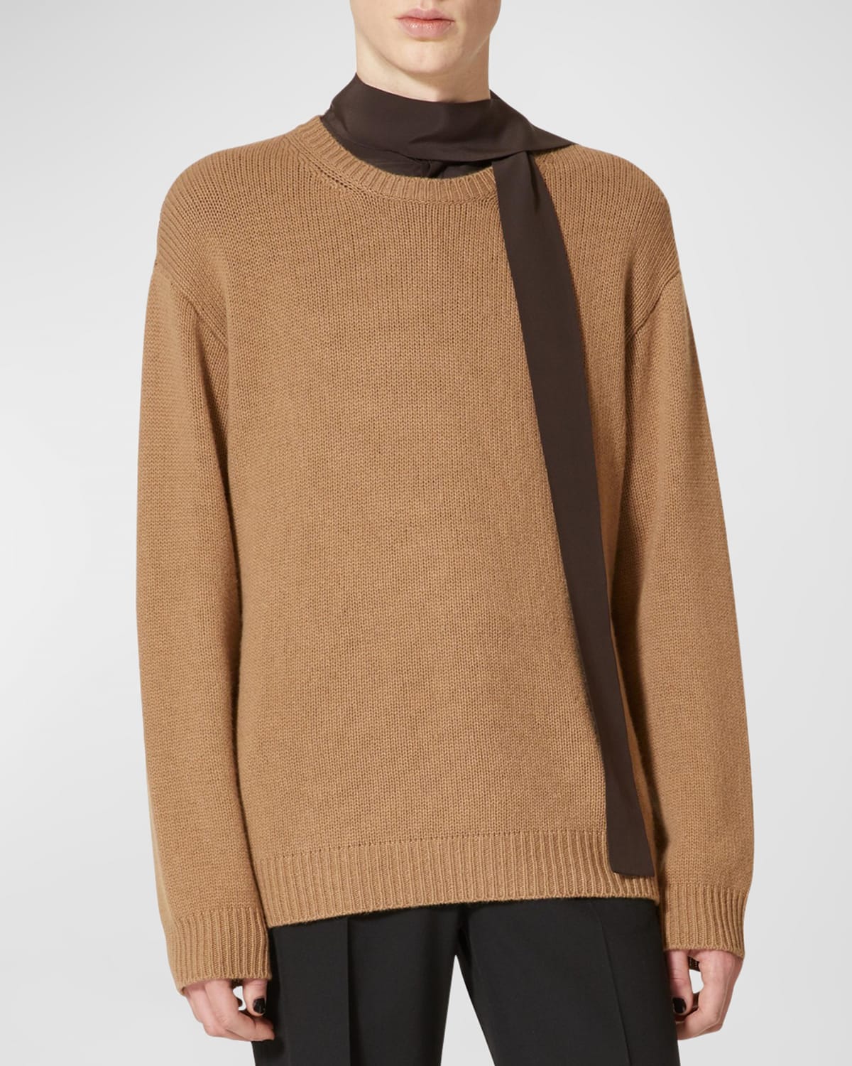 Valentino Men's Basic Cashmere Sweater In Brown