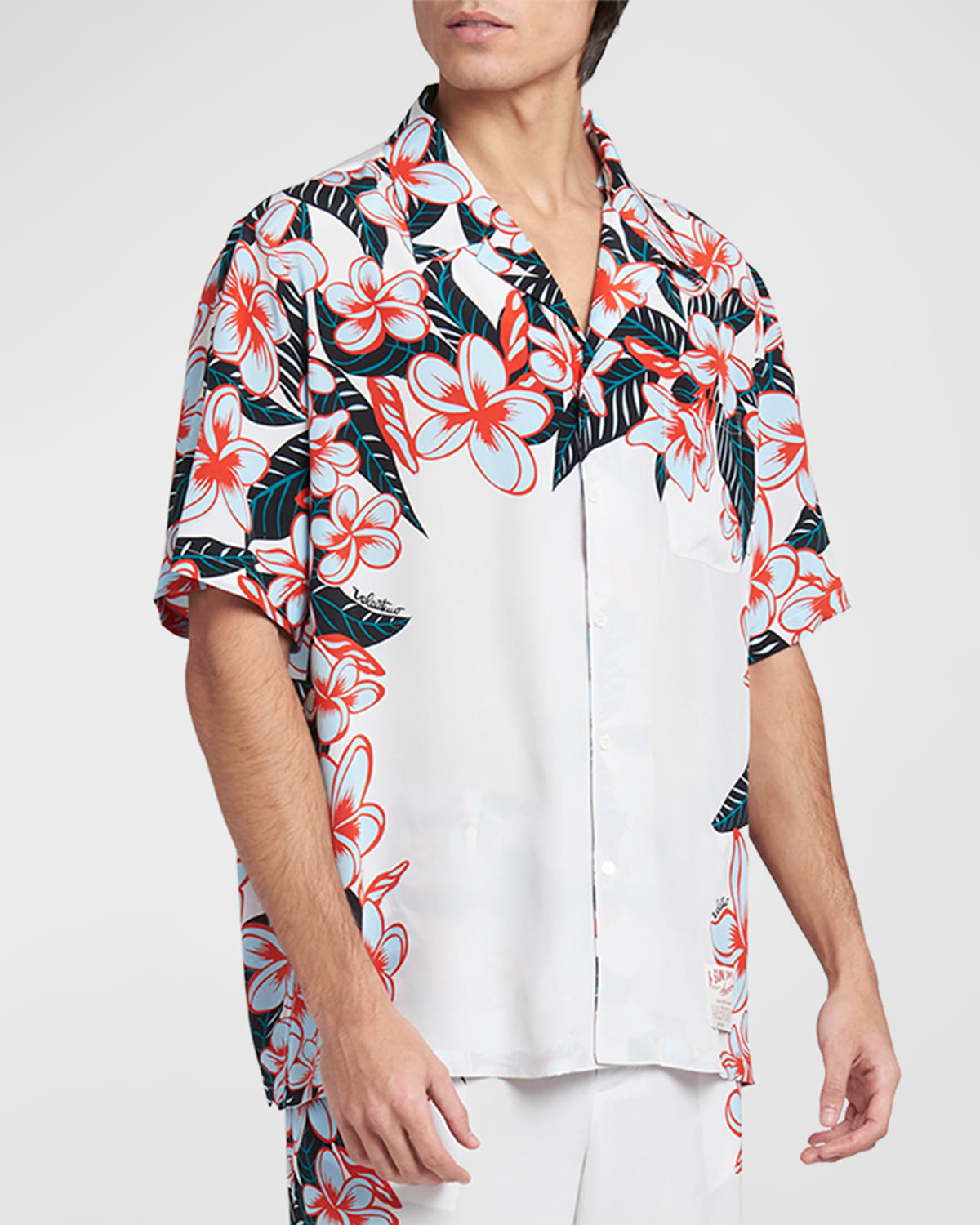 VALENTINO MEN'S PLACED SUN SURF HULA GIRL CAMP SHIRT