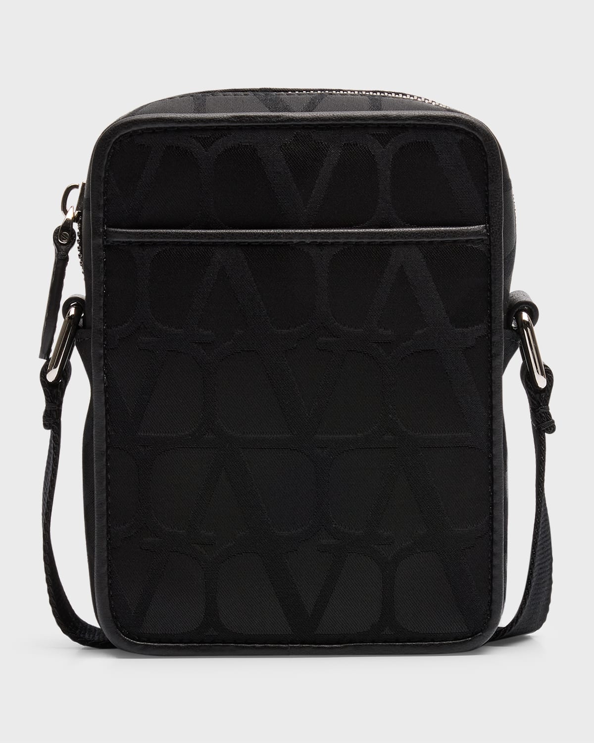 Valentino Garavani Men's Small Nylon Toile Iconographe Crossbody Bag In Black