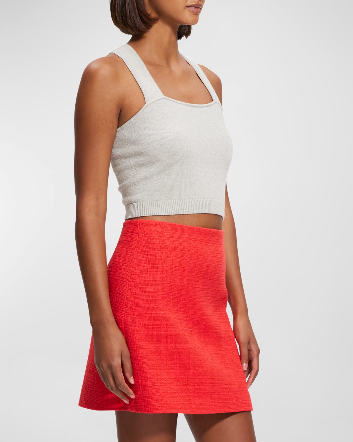 THEORY COTTON-CASHMERE CROPPED TANK TOP