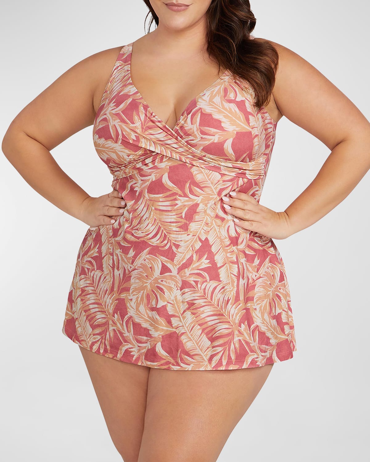 Artesands Plus Size Delacroix Swimdress In Coral