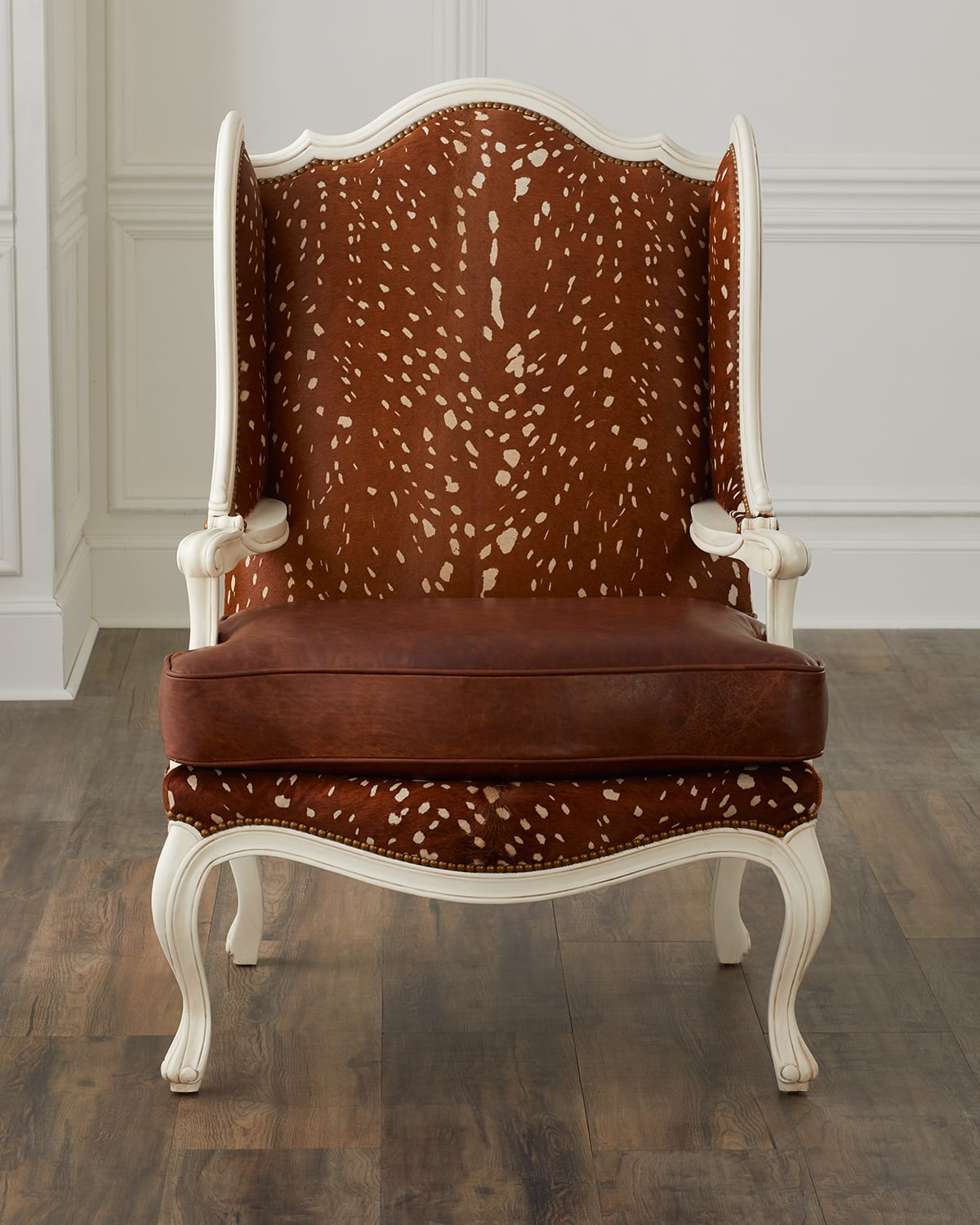 Massoud Nyx Leather & Hairhide Wing Chair