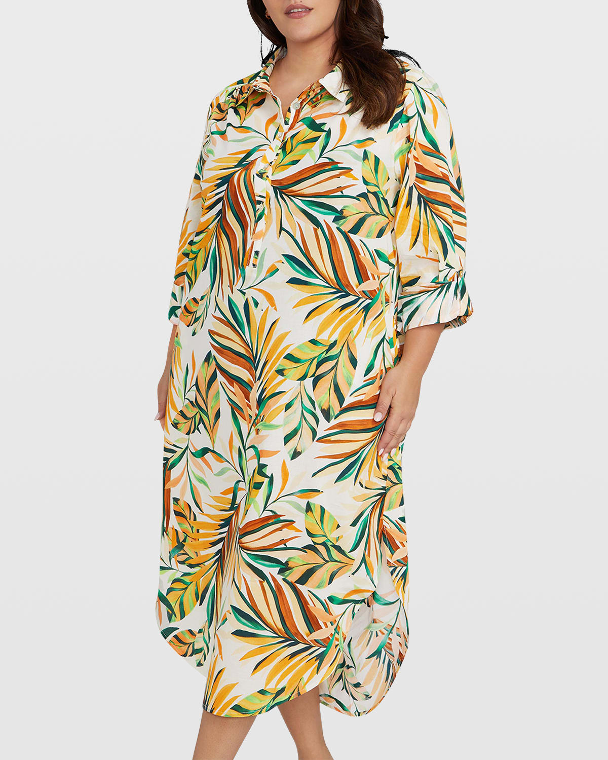 ARTESANDS PLUS SIZE MONTEVERDI MAXI SHIRTDRESS