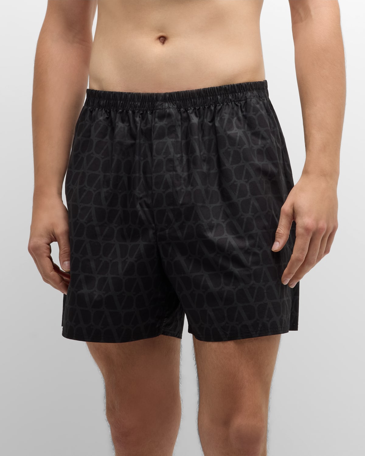 Shop Valentino Men's Vlogo Patterned Shorts In Geometric Print