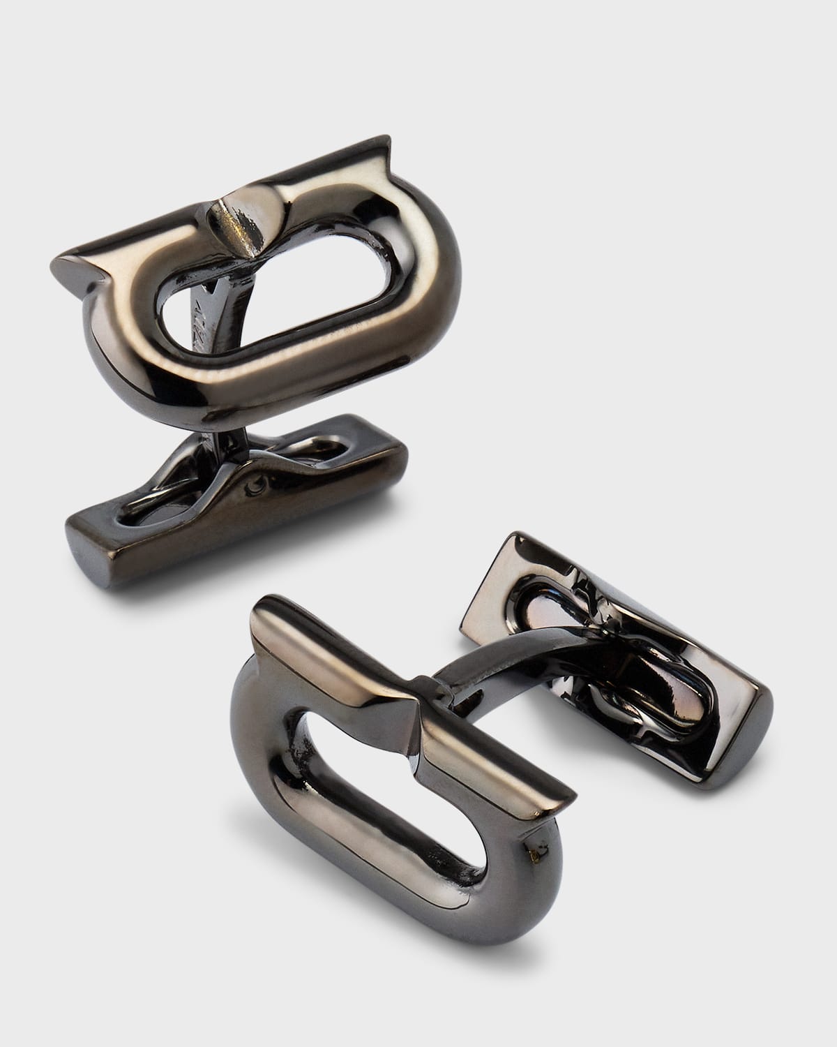 Ferragamo Branded Brass Cufflinks In Rutenio