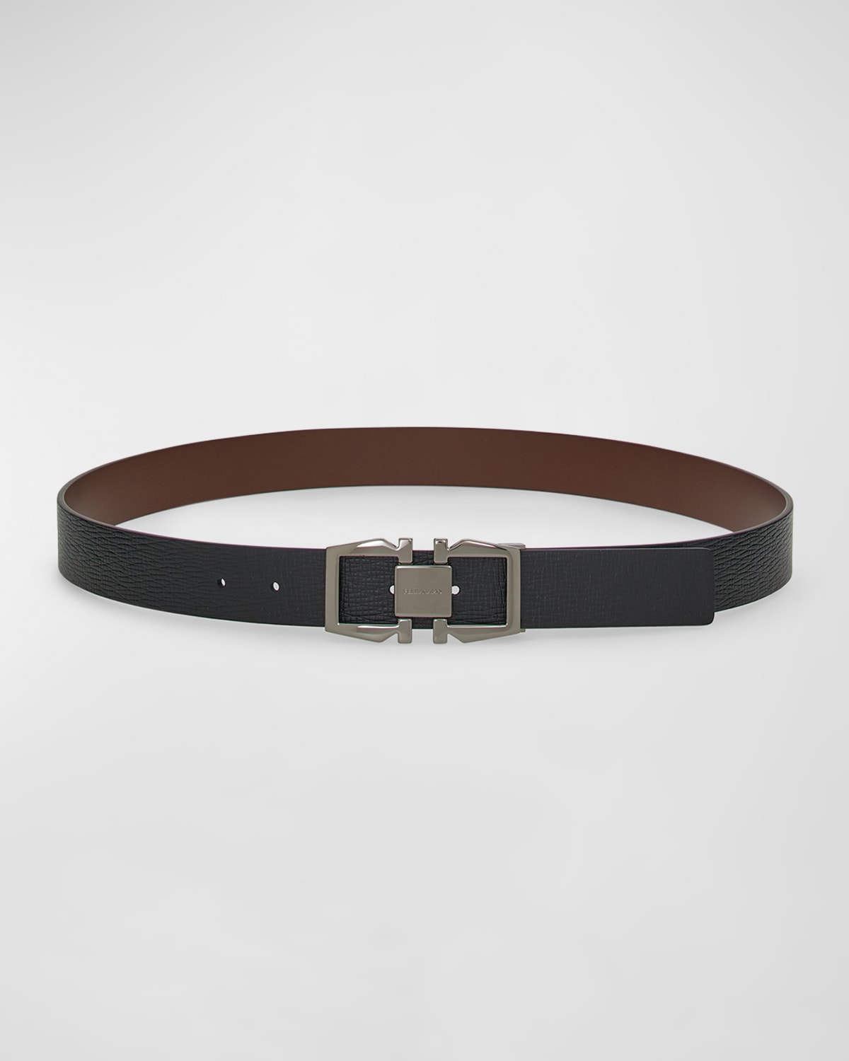 Ferragamo Men Gancini Buckle Leather Belt In Nero