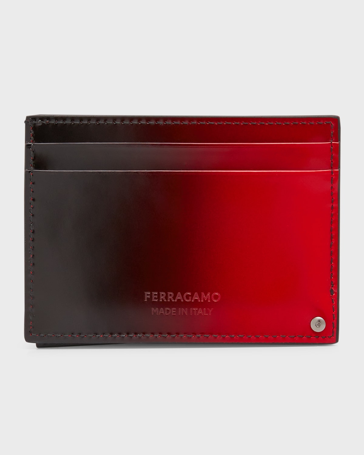 Shop Ferragamo Men's Lingotto Id Card Case In Flame Red