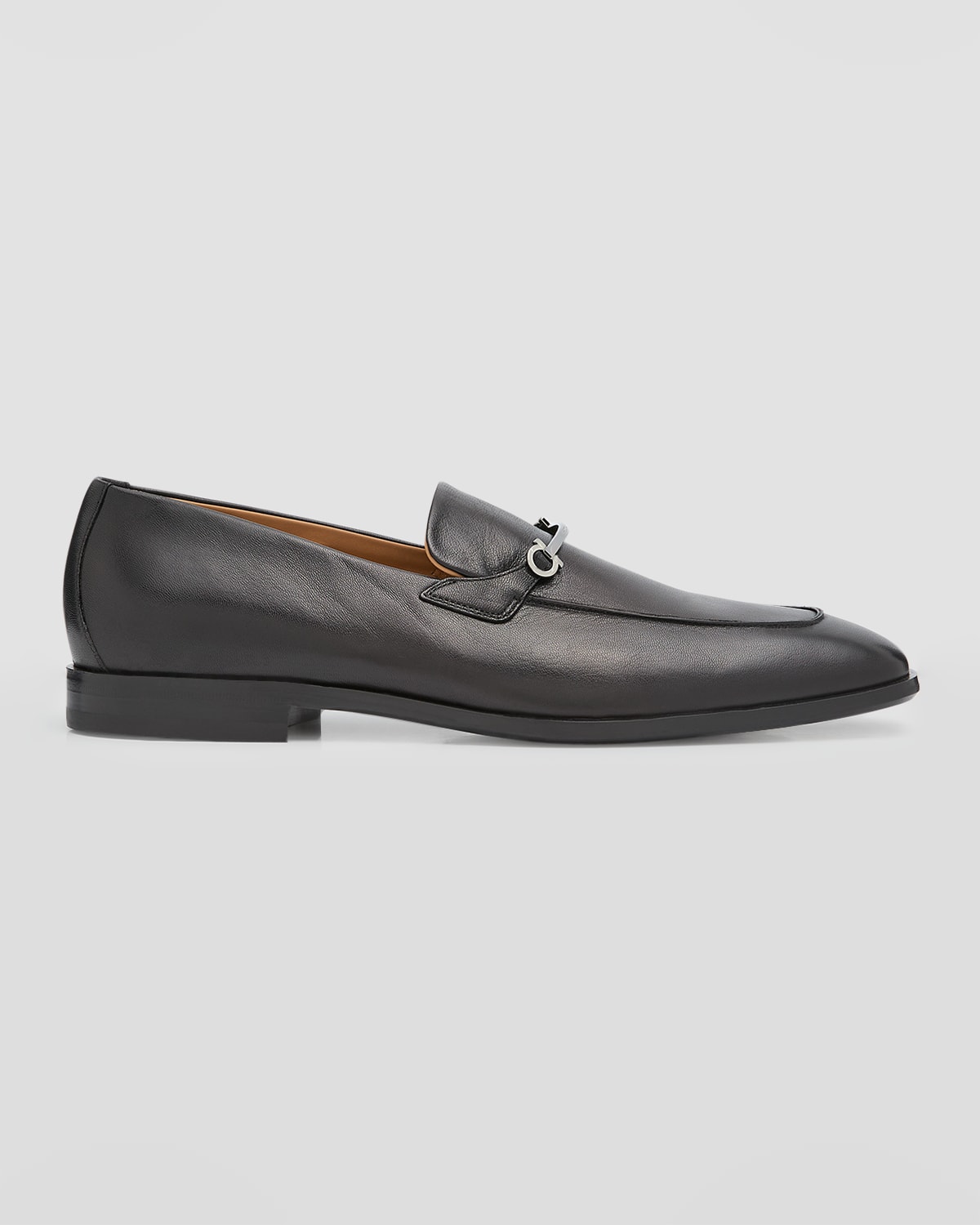 Shop Ferragamo Men's Fedro Gancini Leather Loafers In Nero