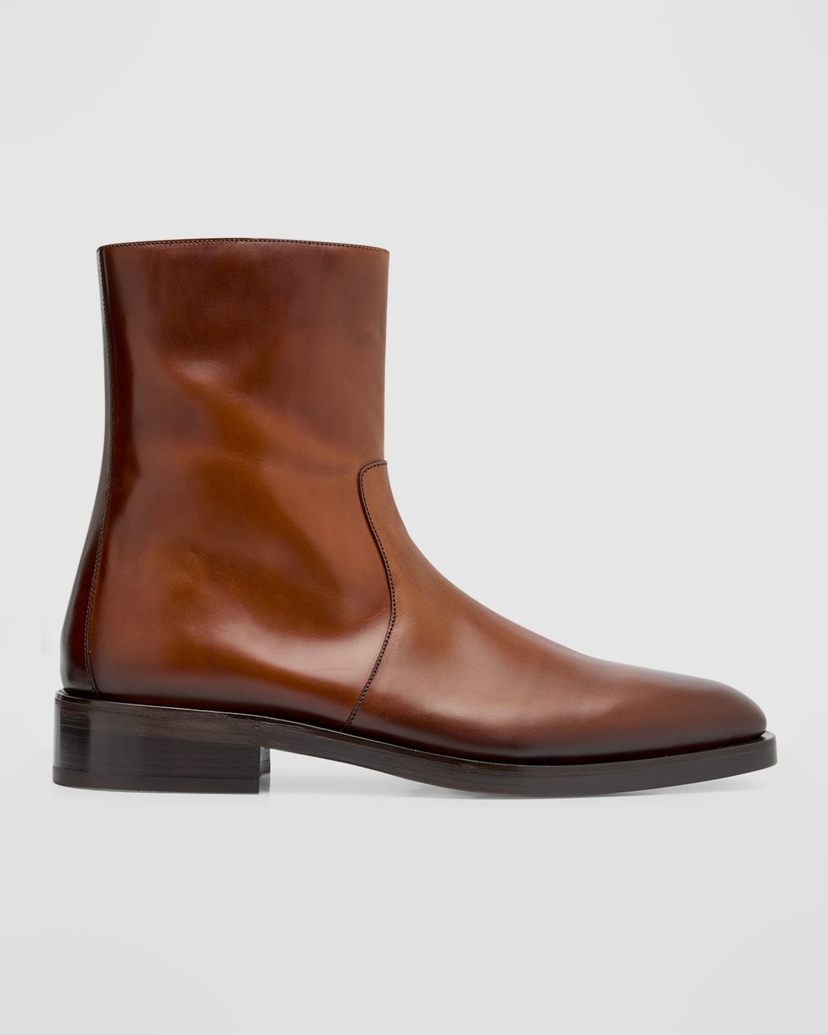 FERRAGAMO MEN'S GERALD LEATHER ZIP ANKLE BOOTS