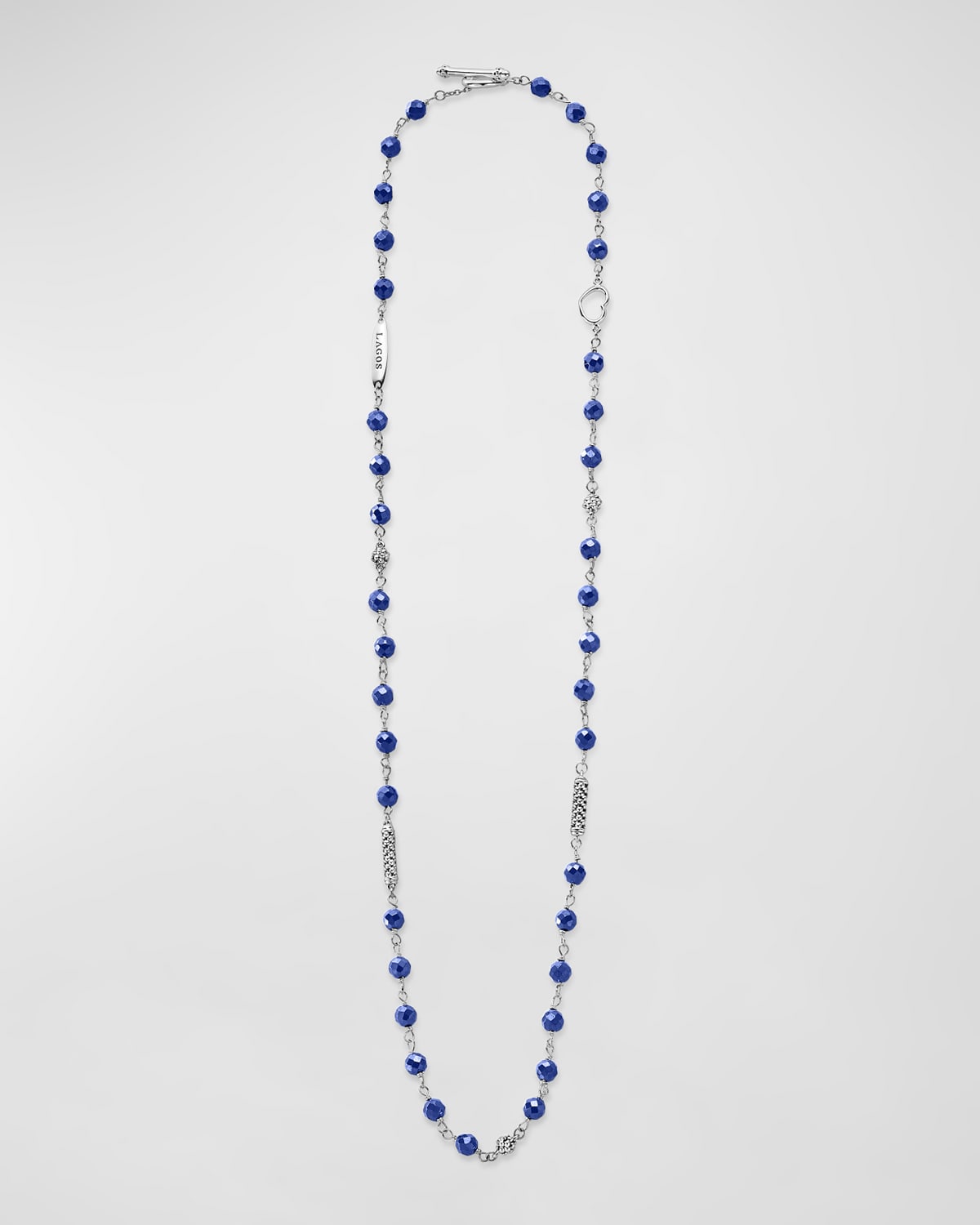 LAGOS CAVIAR ICON ULTRAMARINE CERAMIC & STERLING SILVER 5-STATION NECKLACE