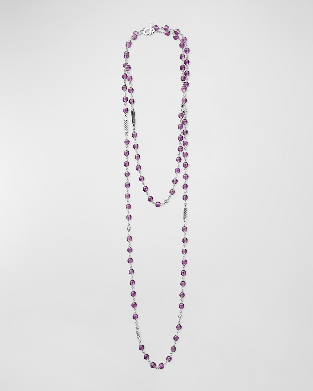 Lagos Caviar Icon Amethyst Bead Dual Layer Necklace In Silver