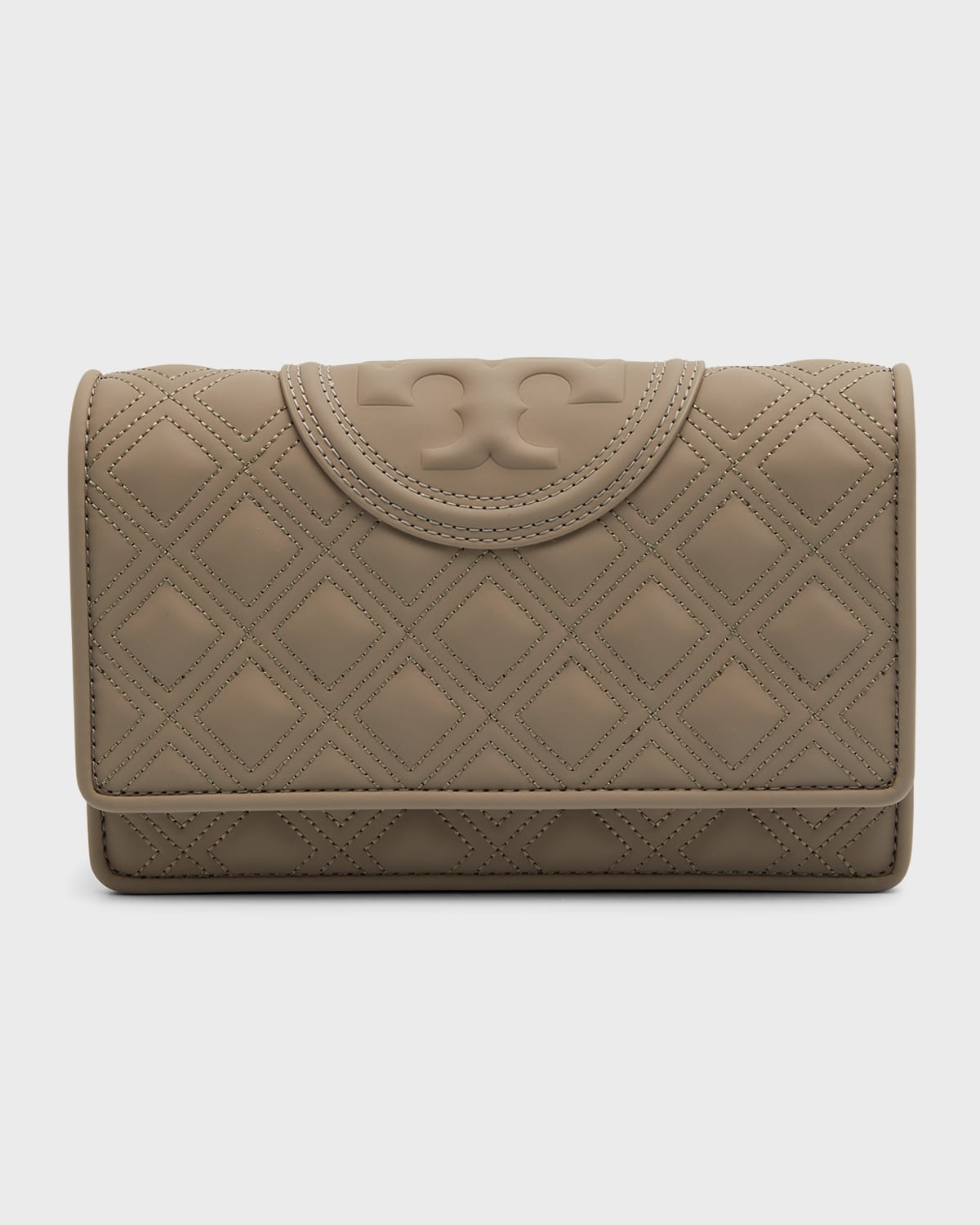 Tory Burch Fleming Quilted Leather Wallet With Chain Strap In Gray Heron ModeSens