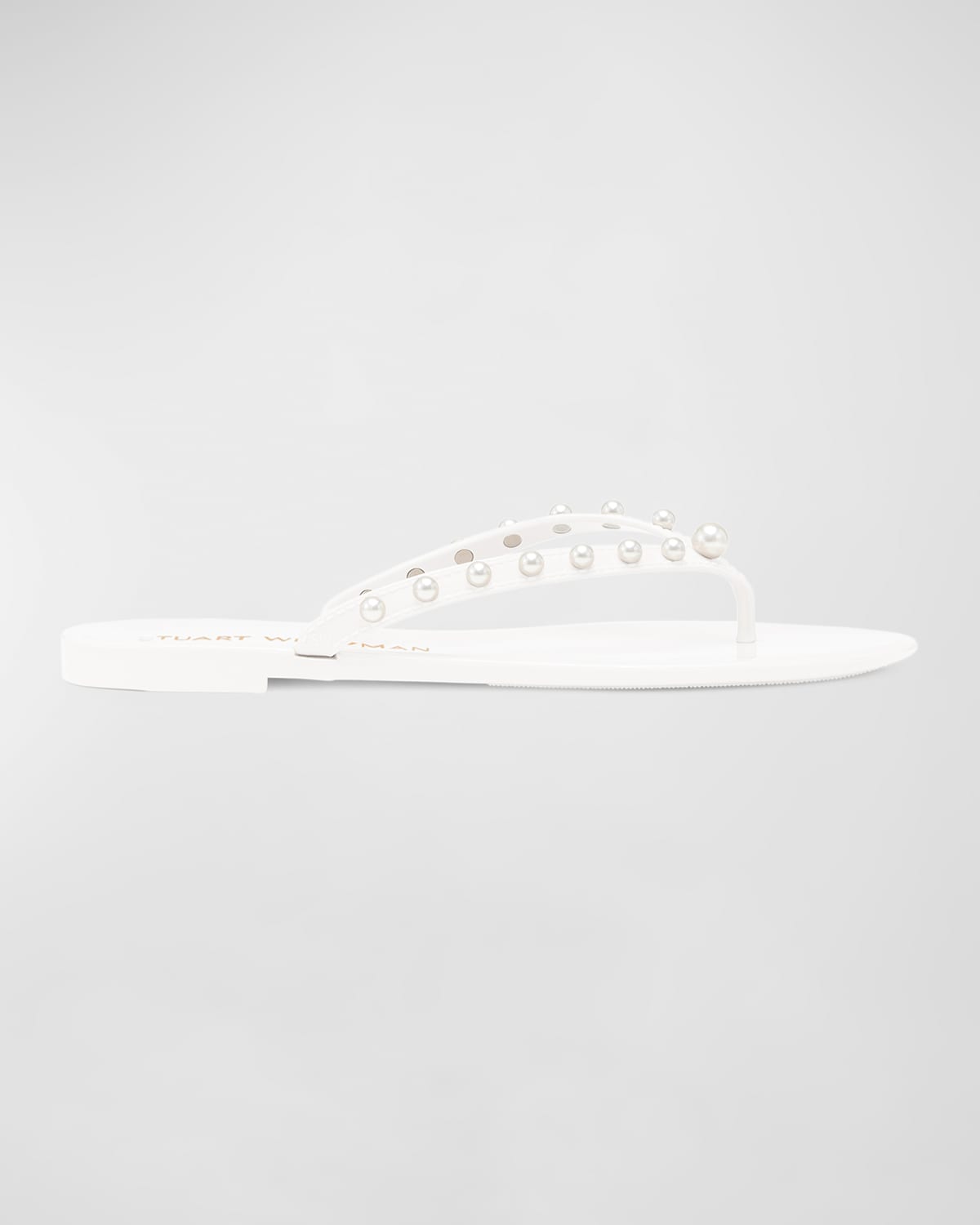 Stuart Weitzman Goldie Pearly Jelly Flip Flops In White
