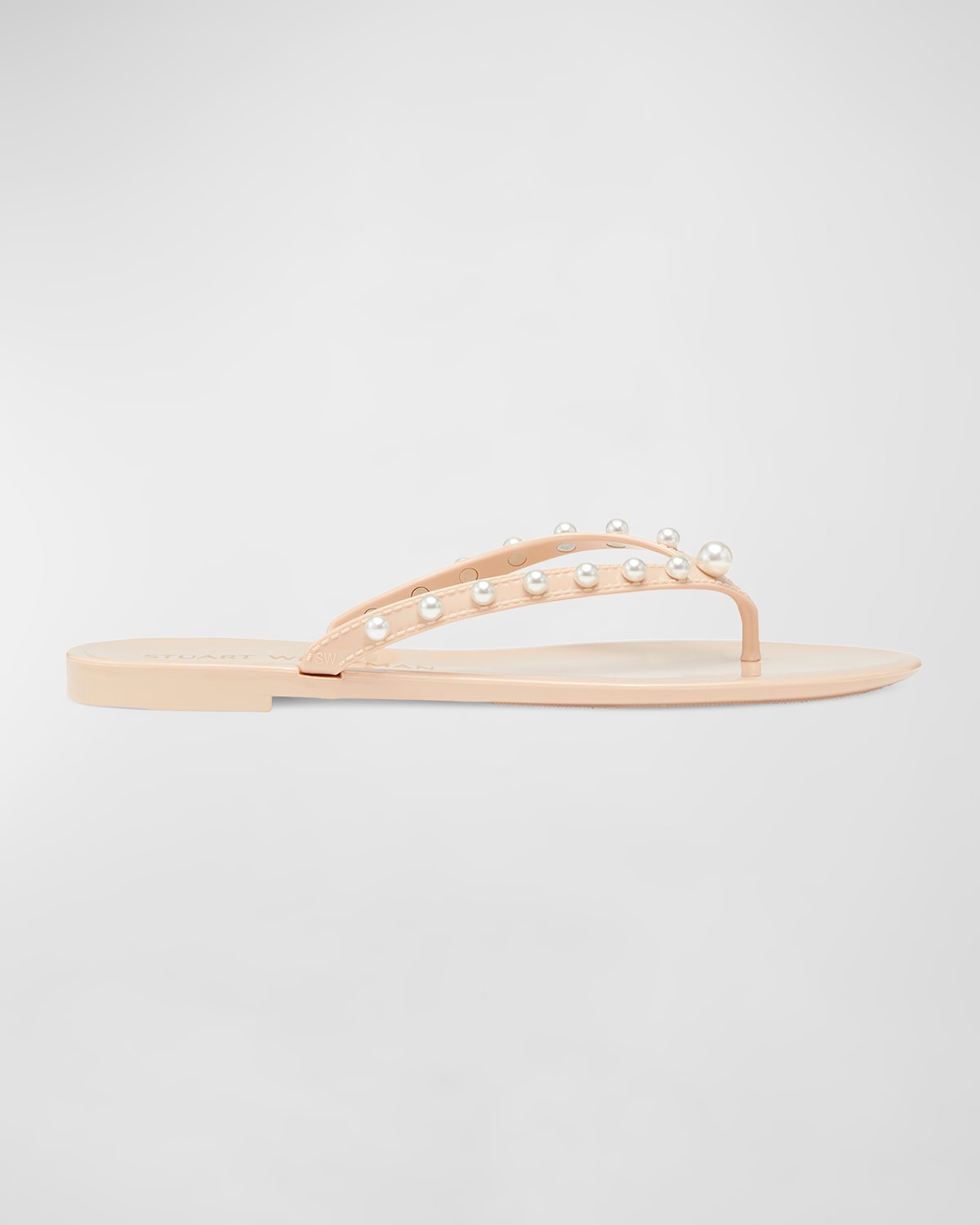 Stuart Weitzman Women's Goldie Embellished Jelly Flip Flop Thong Sandals In Poudre
