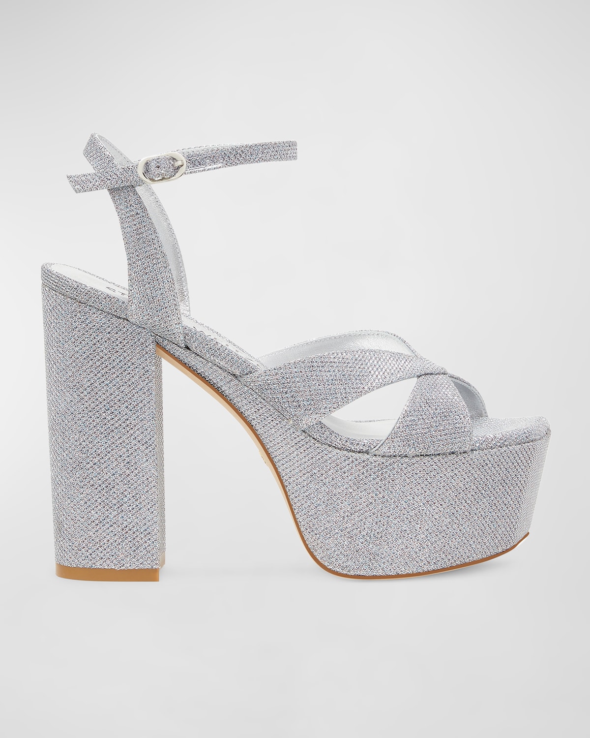 Stuart Weitzman Miami Metallic Ankle-strap Platform Sandals In Silver