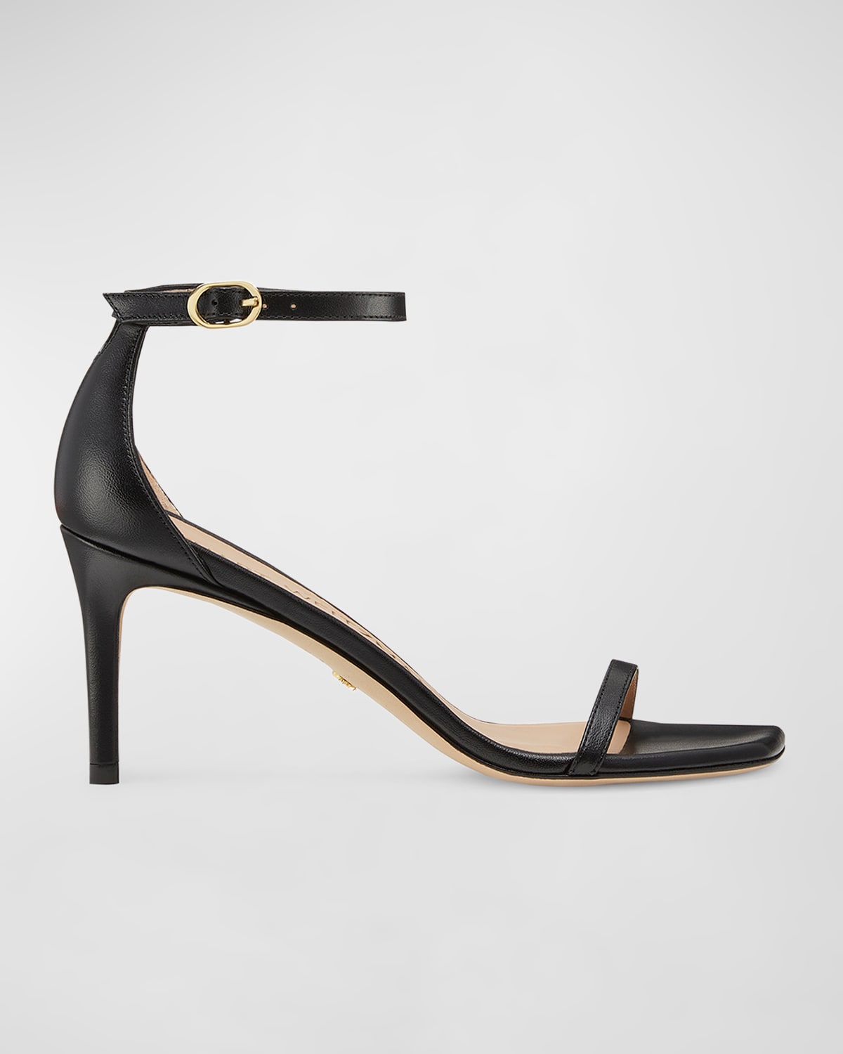 Shop Stuart Weitzman Nudistcurve Leather Ankle-strap Sandals In Black