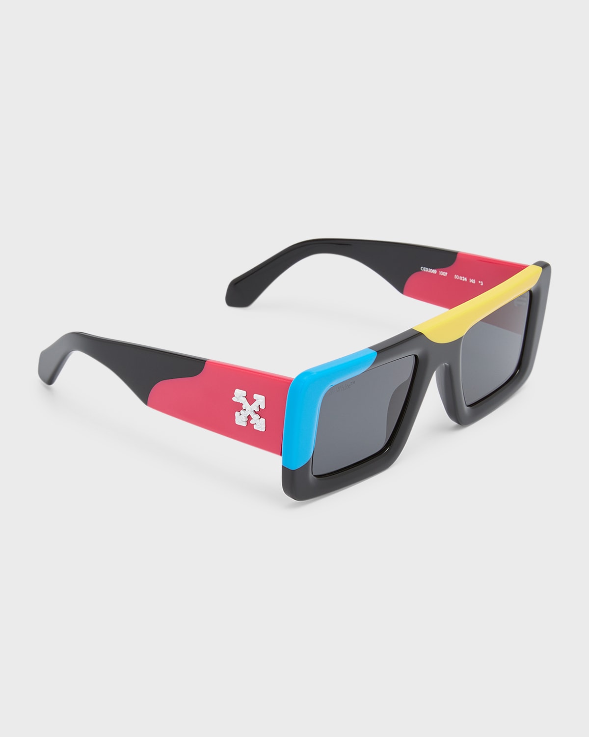 Off-white Seattle Flat-top Acetate Rectangle Sunglasses In Multicolor Yellow