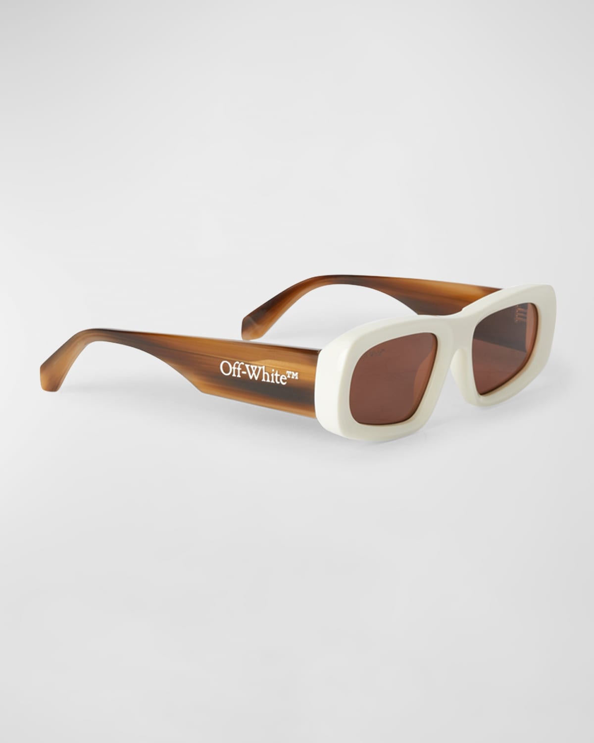 Off-white Austin Acetate Oval Sunglasses In White Brown