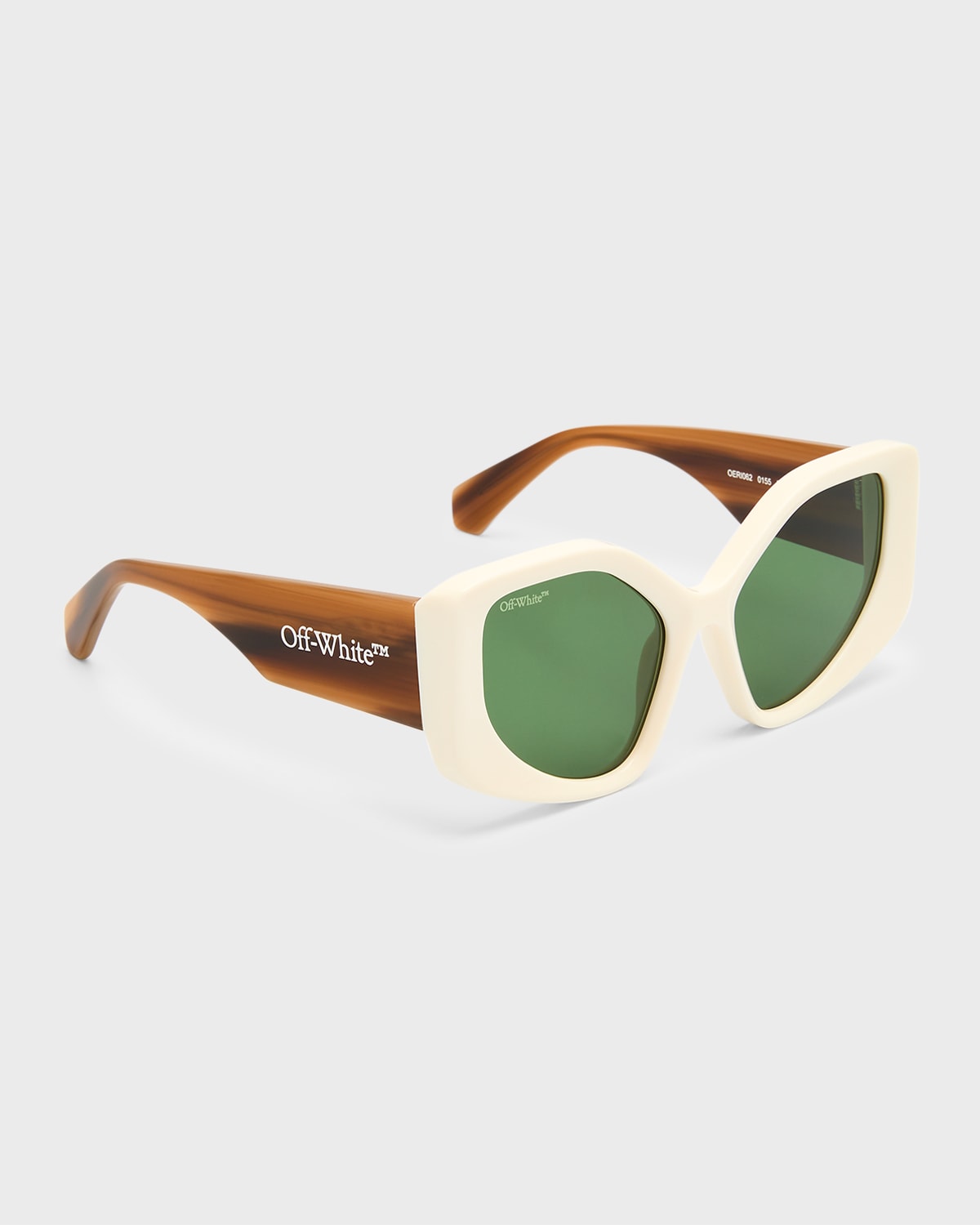 Shop Off-white Denver Beveled Acetate Butterfly Sunglasses In White Green