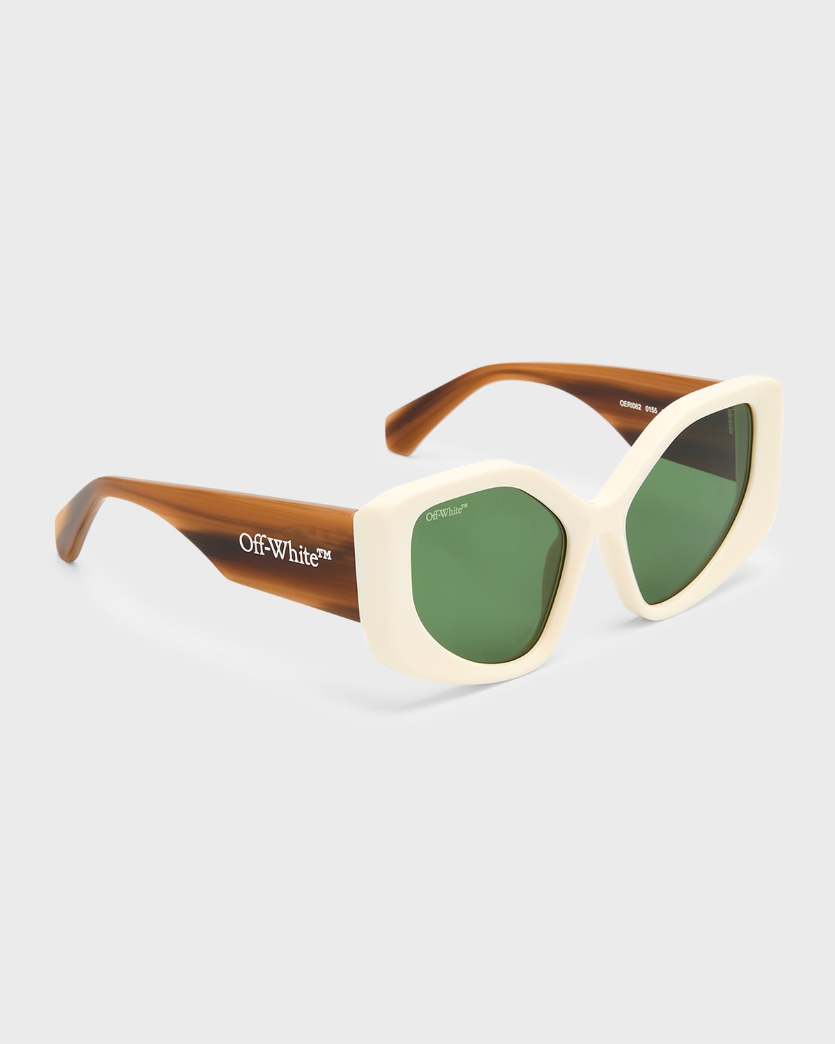 Off-white Denver Beveled Acetate Butterfly Sunglasses In White Green