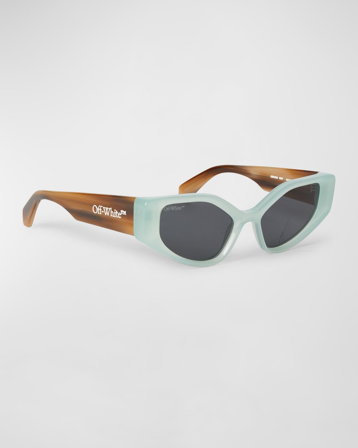 Shop Off-white Memphis Beveled Acetate Cat-eye Sunglasses In Teal Dark Grey