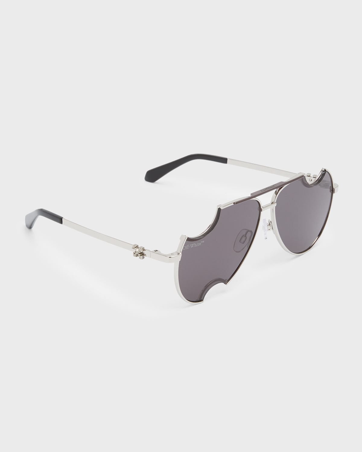 Off-white Dallas Mixed-media Aviator Sunglasses In Silver Dark Grey